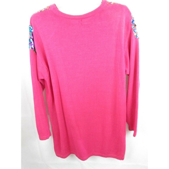 SML Sort LTD L Sweater Beads Sequins Pink Long Sleeve - Picture 5 of 5